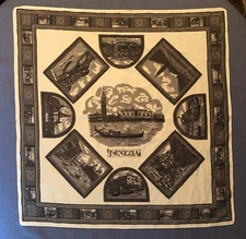 VTG MADE IN ITALY WOMEN'S BLUE VENICE THEMED SCARF  26" SQUARE