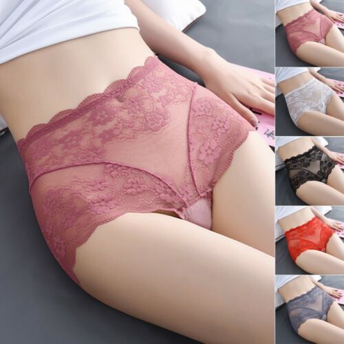 High Waist Underwear Briefs Panties Women Sexy Lace Sheer Lingerie Soft-Knickers - Afbeelding 1 van 18