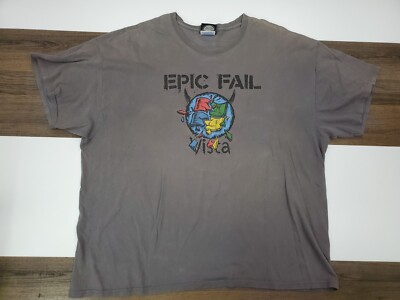 Vintage Jinx Epic Fail Shirt Adult 2XL Gray Tee Crew Skateboard Windows