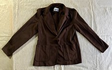 Vintage Cricket Lane Brown Two Button Blazer Jacket Pockets Size 14 Made in USA