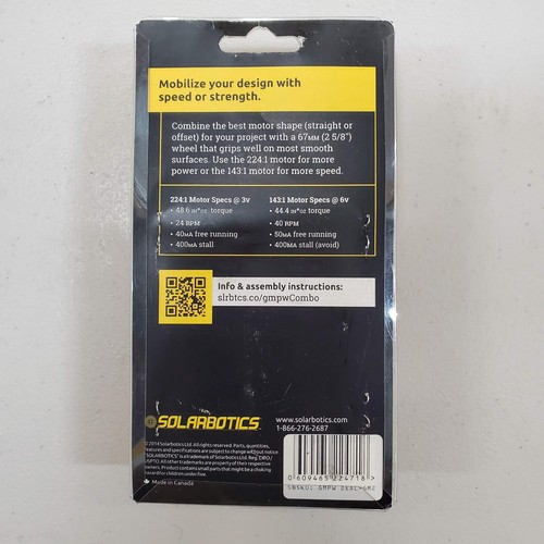 Solarbotics Gear Motor & Wheel Combo kit GM2 224:1 Offset - Picture 6 of 6