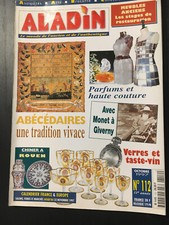ALADIN 112 BROCANTE ANTIQUITE/ABECEDAIRE/PARFUM HAUTE COUTURE/MONET ROUEN/ VERRE