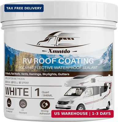 RV Roof Coating - White, 1 Quart (32oz) - Waterproof Solar Reflective Sealant fo