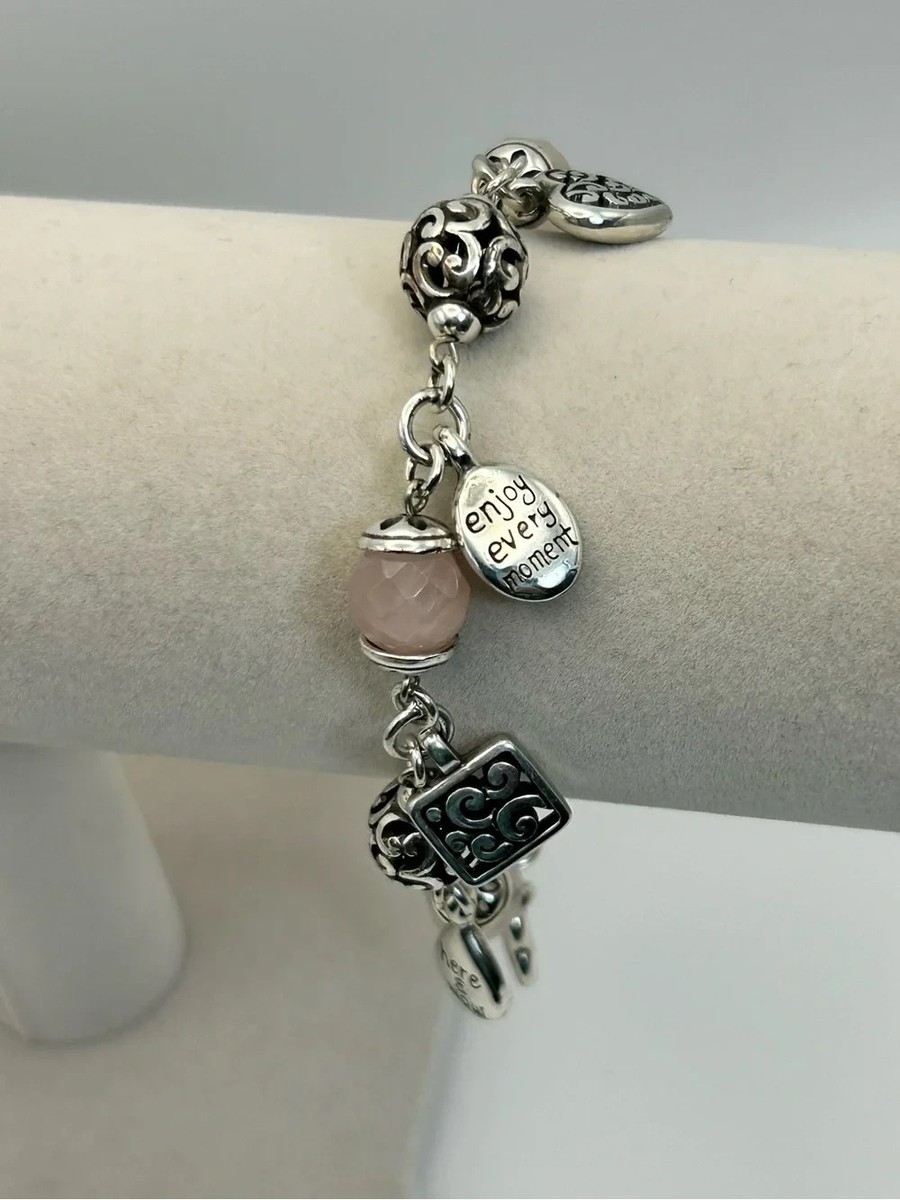 Brighton Power of Pink Charm Bracelet Quartz Beads 8” Silver Plated 2007 View 3