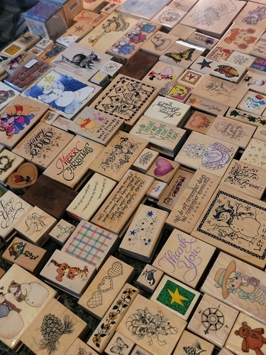 Timbri gomma legno vintage inchiostro glitter GRANDE lotto Topolino Pooh tweetie tigro - Foto 13 di 16