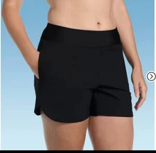 Lands' End Women's 5 UPF 50 Swim Shorts Medium Black NWT UPF 50 Quick Dry NEW