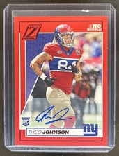 2024 Panini Zenith Theo Johnson Auto RC No Huddle #191 Giants Rookie