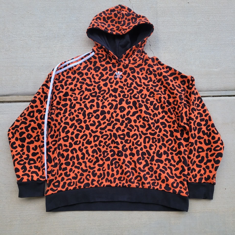 Moletom com capuz Adidas Rich Mnisi feminino leopardo animal AOP grande original roupa ativa - Imagem 2 de 4