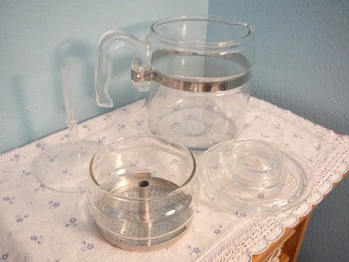 VTG PYREX GLASS FLAMEWARE COFFEE POT 4 TO 6 CUP 7756-B