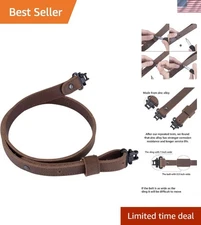 Durable Buffalo Hide Leather Gun Sling with 1" Metal Hardware & Mil-Spec Swivels