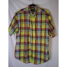 Ralph Lauren Classic Fit Plaid Short Sleeve Button Down Shirt Mens XL