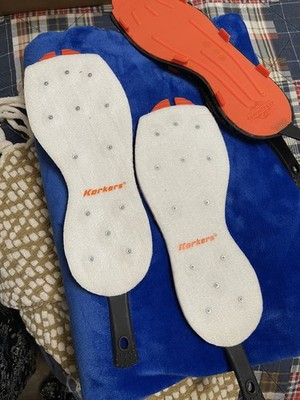 KORKERS OmniTrax v3.0 Interchangeable Studded Felt Sole, Gray/Orange and rubber