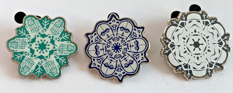 Disney Pins Lot Star Wars Snow Flakes C-3PO R2D2 StormTrooper #A50