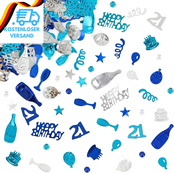 Alegre® Konfetti 21 Geburtstag Deko, Deko 21. Geburtstag Konfetti Frau Mann, Tis-image