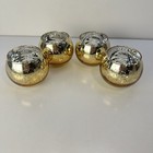 Round Gold Glass Votive Candle Holders Set of 4 New Elegant Tealights Home Decor