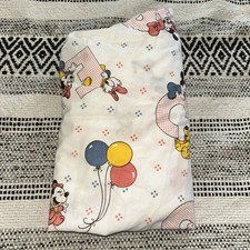 Vtg Disney Baby Fitted Crib Sheet Minnie Mickey Mouse Pluto ABC Use/cut up 1984