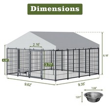 9.6FT Large Dog Kennel Pet Run Coop Enclosure Fence Playpen Hutch w Roof Cover