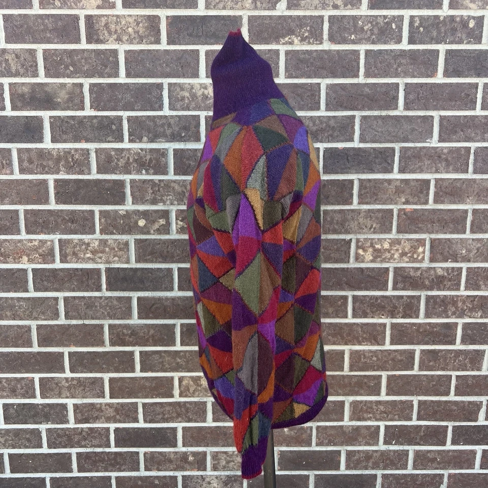 Peruvian Connection Alpaca Wool Knit Turtleneck Sweater S Multicolor Triangles - Image 3 of 4