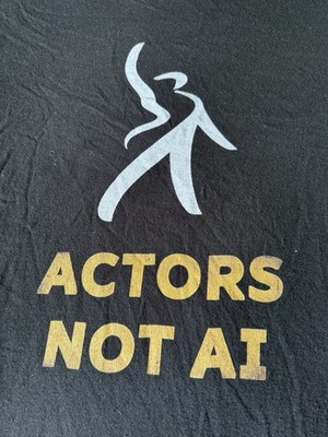 SAG-AFTRA Actors Not AI Logo Short Sleeve 100% Cotton T-Shirt - Size L RARE