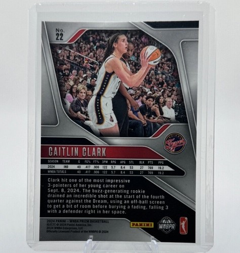 2024 Panini Prizm Caitlin Clark Rookie Card WNBA Base #22 Fever RC - Picture 2 of 2