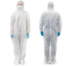 Disposable Coveralls 2XL 25 Pack White 30 GSM with Hood, Boots, Zipper Front