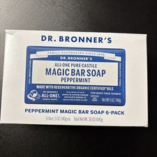 Dr. Bronner  s All-Pure Castile Magic Bar Soap Peppermint 5 oz 6 Pack