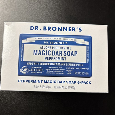 #ad #ad Dr. Bronner’s All Pure Castile Magic Bar Soap Peppermint 5 oz 6 Pack $23.99