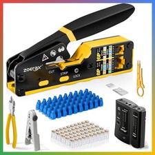 Network Tool Kit 8 in 1 Ethernet Crimper Cable Tester Stripper Connectors Boots