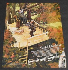 Publicidad impresa 1979 Moda Piernas Dama Pelirroja Smirnoff Vodka Estilo Casa en el Árbol Picnic TL