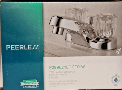 Peerless two-handle centerset lavatory faucet, model P299621LF-ECO-W Open Box