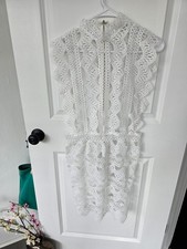 Charlotte Russe White Crochet Lace Sheer Dress Sz Medium