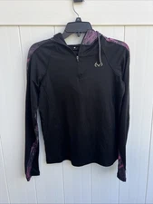 Realtree Hoodie Women’s Small 1/4 Zip Black Pink Camo