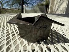 VINTAGE JAPANESE BRONZE ORIGAMI BOWL / VASE SIGNED EARLY TO MID 20th CENTURY?