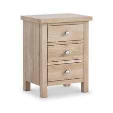 Roseland Furniture Farrow Washed Oak 3 Drawer Bedside Table RRP £110