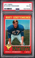 1971 Topps MARTY SCHOTTENHEIMER Rookie Card #3 - NE Patriots - HOF Coach RC. rookie card picture