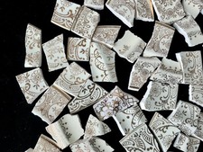 Broken China Mosaic Tiles GOLD Filigree Trim  80 pieces set C