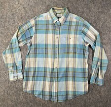 Vintage Sears Men's Plaid Shirt / Size Large / Check Blue White Retro Classic
