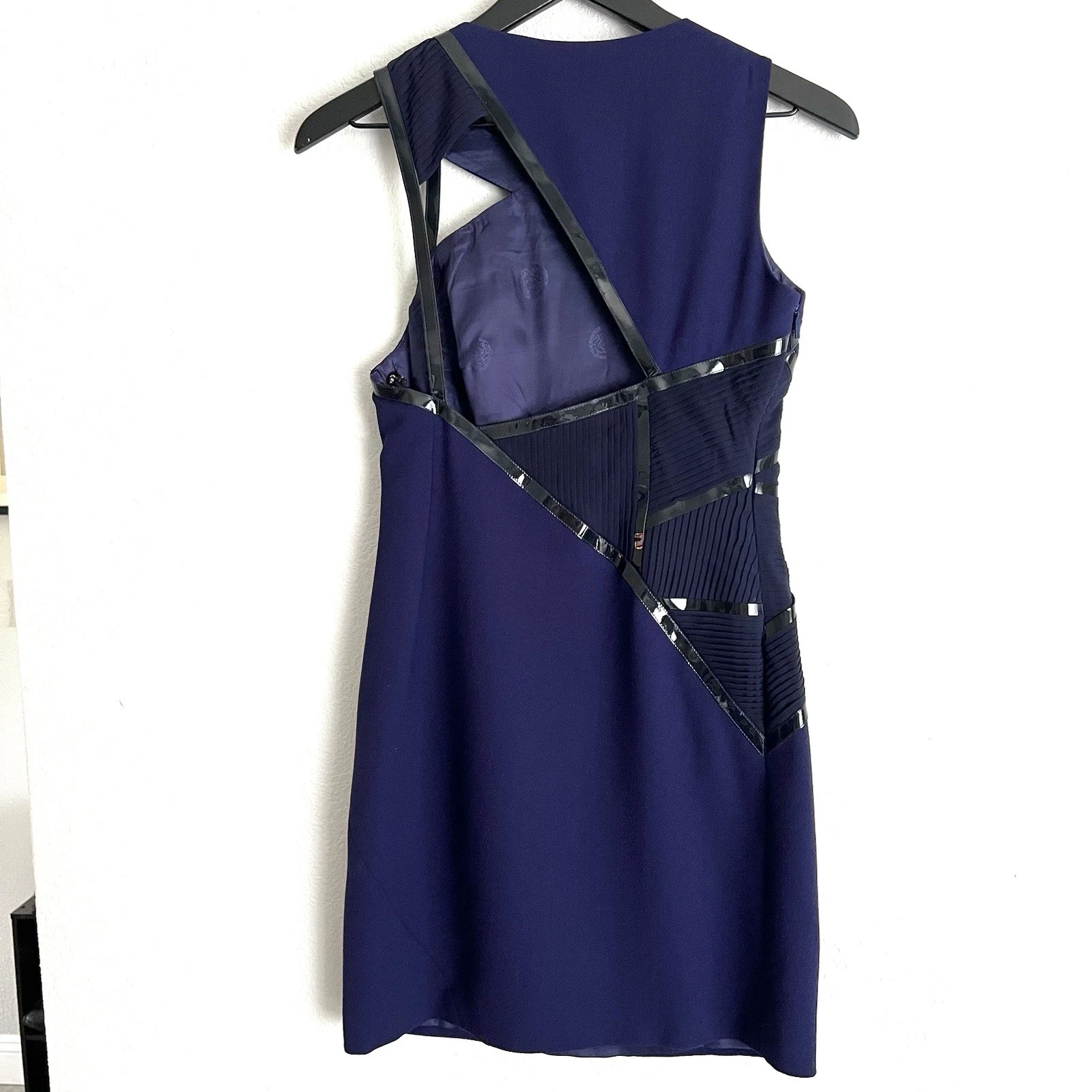 Versace mini abito donna blu monospalla bodycon 40