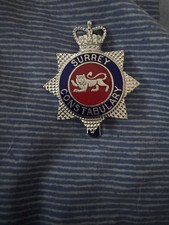 Firmin Q/C Surrey Constabulary Cap Badge Obsolete British Inspectors