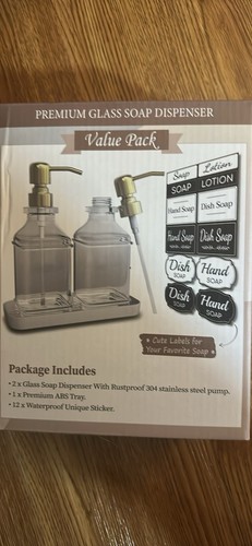 Glass soap dispenser set