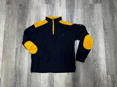 Paul & Shark Yachting 1/4 Zip Sweater Large Navy Yellow Wool Jacket Retro Boat