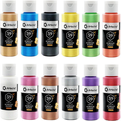 Artecho Metallic Acrylfarben Set 12x59 ml Wasserfest Lichtecht
