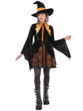 Smiffys Ladies Orange Cosplay Spider Witch Costume with Dress and Hat Women  s Ha