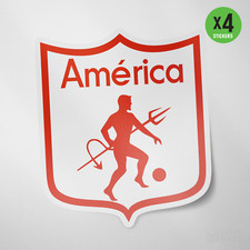 Paquete de 4 calcomanías de vinilo calcomanía América de Cali Colombia Calcomania Mechita Diablos