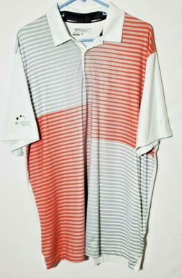  NikeGolf Men's Dri-Fit Short Sleeve Shirt Size XL GrayRed Striped Polo