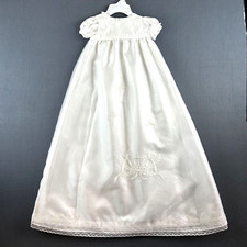 Unbranded Infant Baptism Christening Dress Embroidered Lace Trim White