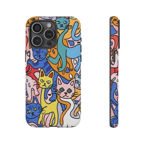 Abstract Trippy Cats Painting Phone Case for iPhone, Samsung Galaxy, Pixel - 第 5/173 張圖片