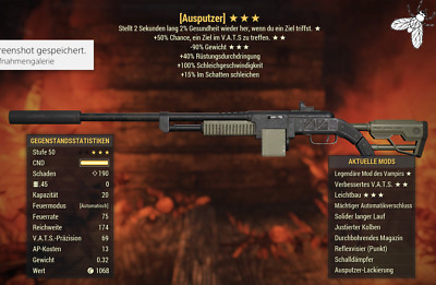 Fallout 76 - Ausputzer Vampier  Waffe  (V5090) Ps4 & Ps5