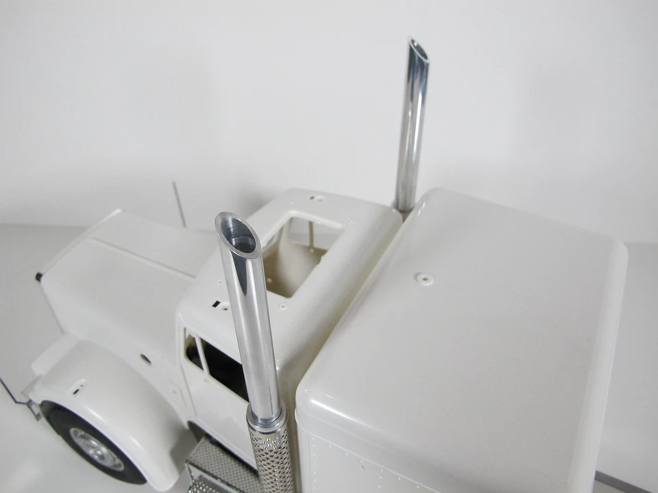 Pair L/R Aluminum Angle Cut Tip Stack Exhaust Pipe Tamiya R/C 1/14 King Hauler - Image 2 of 4