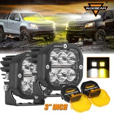 Auxbeam 3inch Led Combo Work Light Turn Signal Drlblack Amber Cover For Toyota